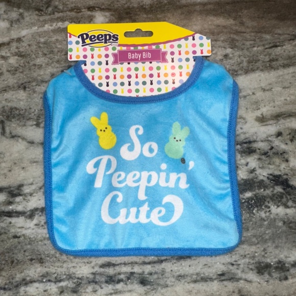 PEEPS Baby Bunny Rabbit BLUE Set Includes Baby Bib and Teether NEW - Picture 2 of 6